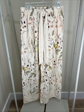 H&M Cream Floral Wide-Leg Trousers